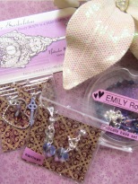 Emily selected the nightshade purple color palette - my favorite palette as a designer. This delicate base set includes a custom assortment of charms, clasps and strands inspired by the nightshade flower.